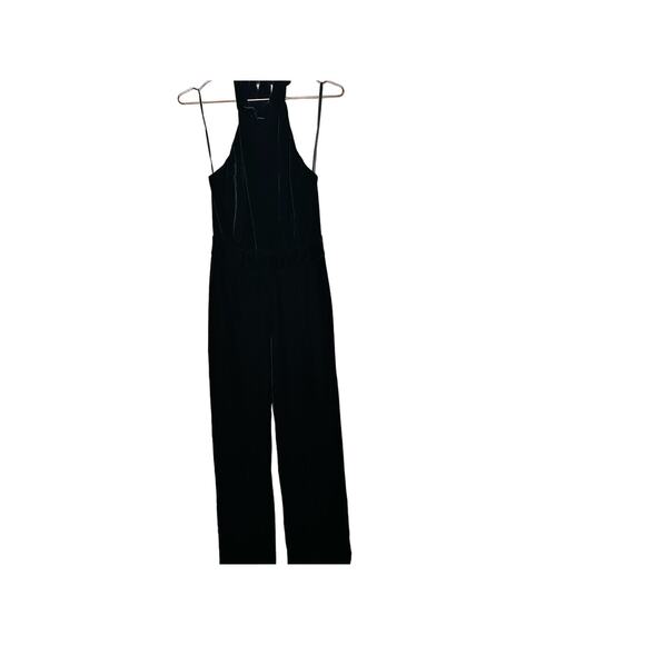 MISA Xander Black Satin Halter Sleeveless Wide Leg One Piece Jumpsuit Size XL - Picture 5 of 15
